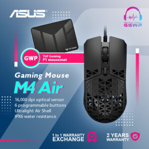 Asus TUF M4 Air Gaming Mouse 16000DPI IPX6 water resistance PTFE feet