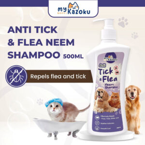 myKazoku Anti Tick & Flea Neem Shampoo 500ml for Itchy Skin Dogs Cats Repels Fleas Ticks Mites Lice