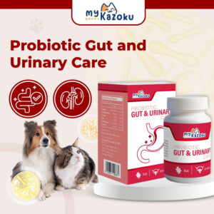 myKazoku Probiotics Gut and Urinary Care 100g Digestive UTI Kidney Support for Dogs Cats